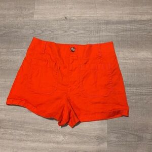 Maeve Anthropologie The Colette Shorts Size 32 Orange High Waisted Pockets Boho